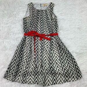 Francesca sleeveless chevron shift dress tie waist chiffon round neck